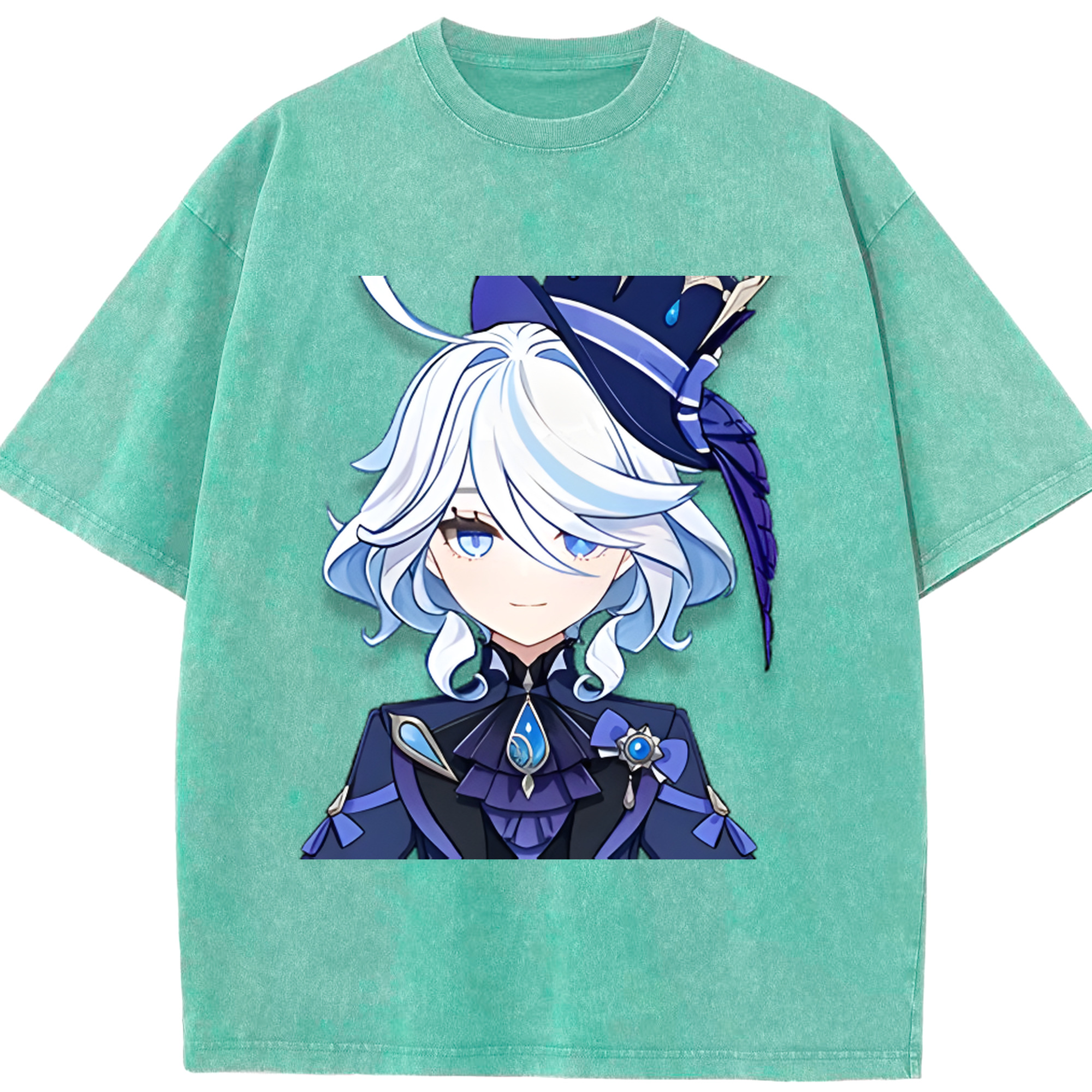 げんし神 フリーナ genshin Furina 綿100% ヴィンテージ風 半袖Tシャツ（フロントプリント）